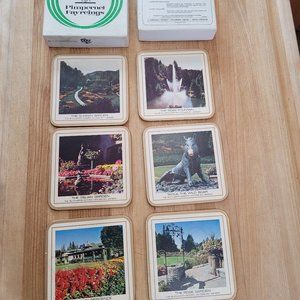 Set of 6 Vintage Victoria Vancouver Island Coasters BC Canada Butchart's Garden